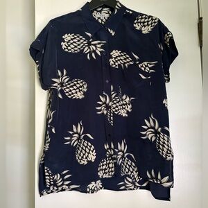 Rails Silk Pineapple Print Top - Navy